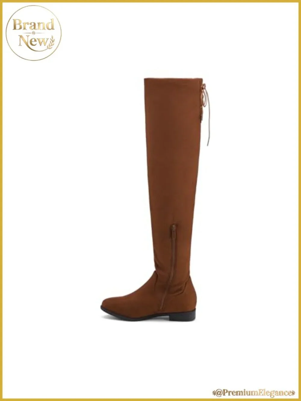Women's Over the Knee Suede Riding Boots Half Zip Backstrap Lace